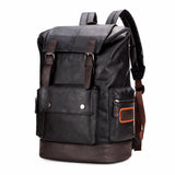 Black Leather Travel Daypack