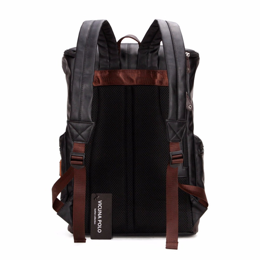 Black Leather Travel Daypack