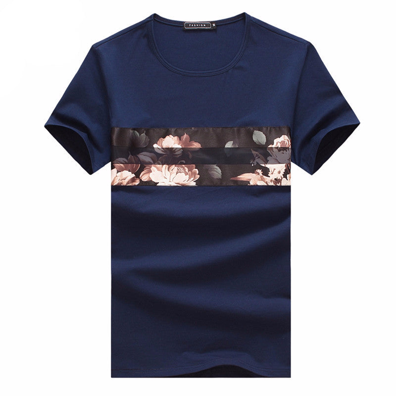 Flower Strip Short Sleeve T-Shirt