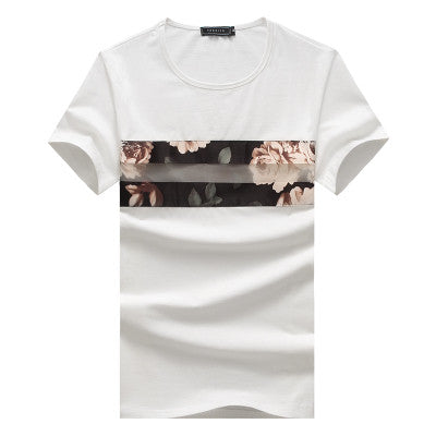 Flower Strip Short Sleeve T-Shirt