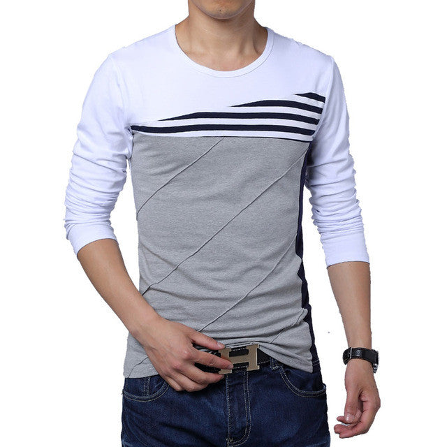 Diagonal Stripe O-Neck T-Shirt