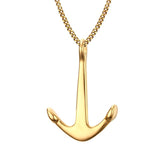 Onyx Anchor Necklace (24" Chain)