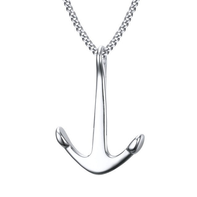 Onyx Anchor Necklace (24" Chain)