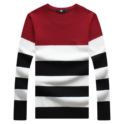 Striped Sweater with Round Collar