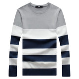 Striped Sweater with Round Collar