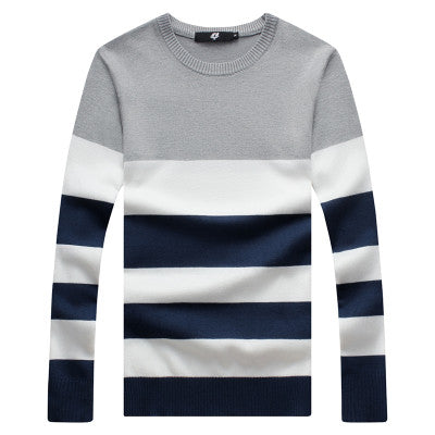 Striped Sweater with Round Collar