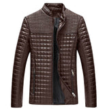 Classic Leather Jacket with Checkered Texture