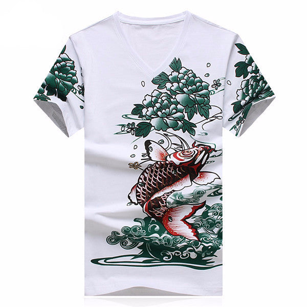 Koi Design V-Neck T-Shirt