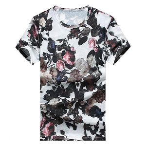 Rose Patterned Short Sleeved T-Shirt