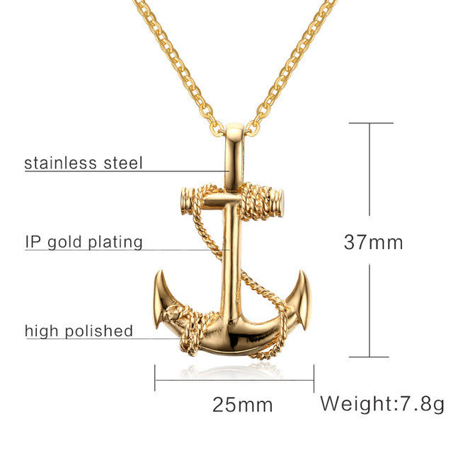 Golden Anchor Necklace (24" Chain)