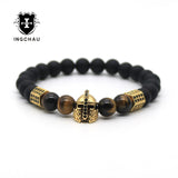 Spartan Helmet with Tiger Eye Bead Bracelet