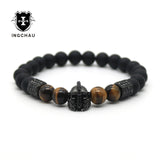 Spartan Helmet with Tiger Eye Bead Bracelet